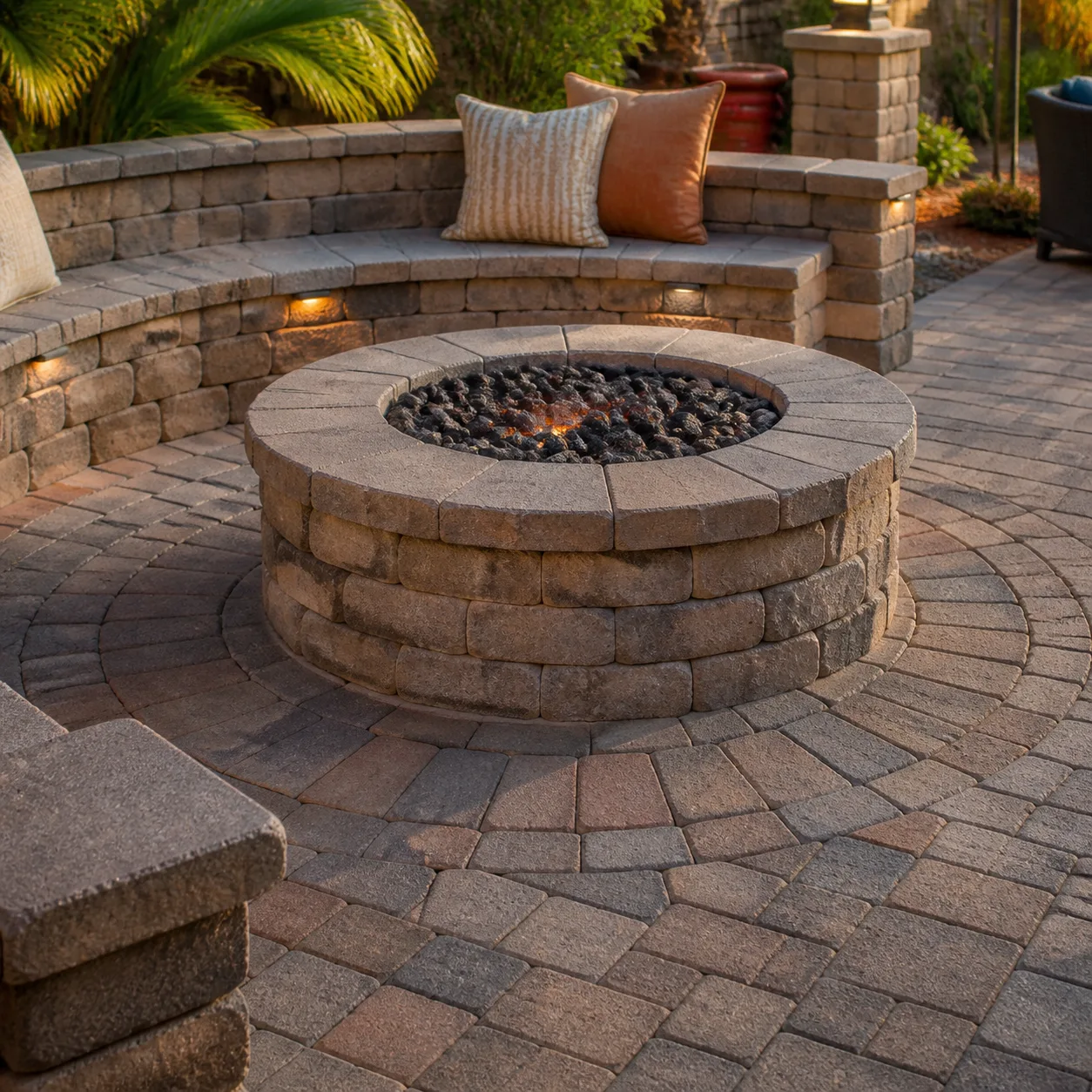 Fire feature patio installation